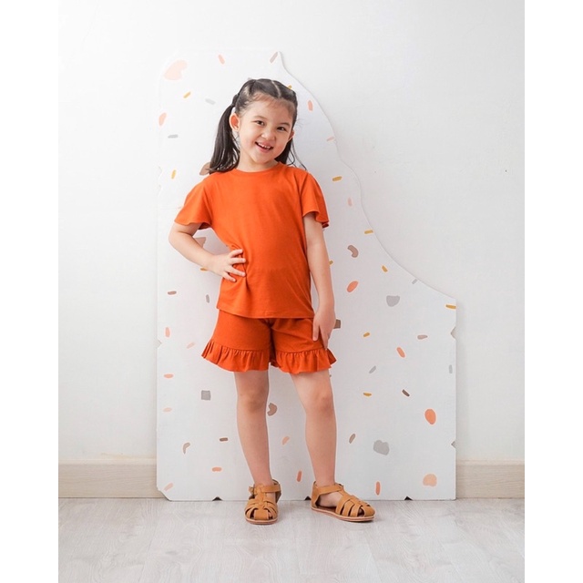 One Set Setelan Anak Perempuan Cewek Balita Kids Baju Anak Kaos Anak Celana Pendek Anak Perempuan