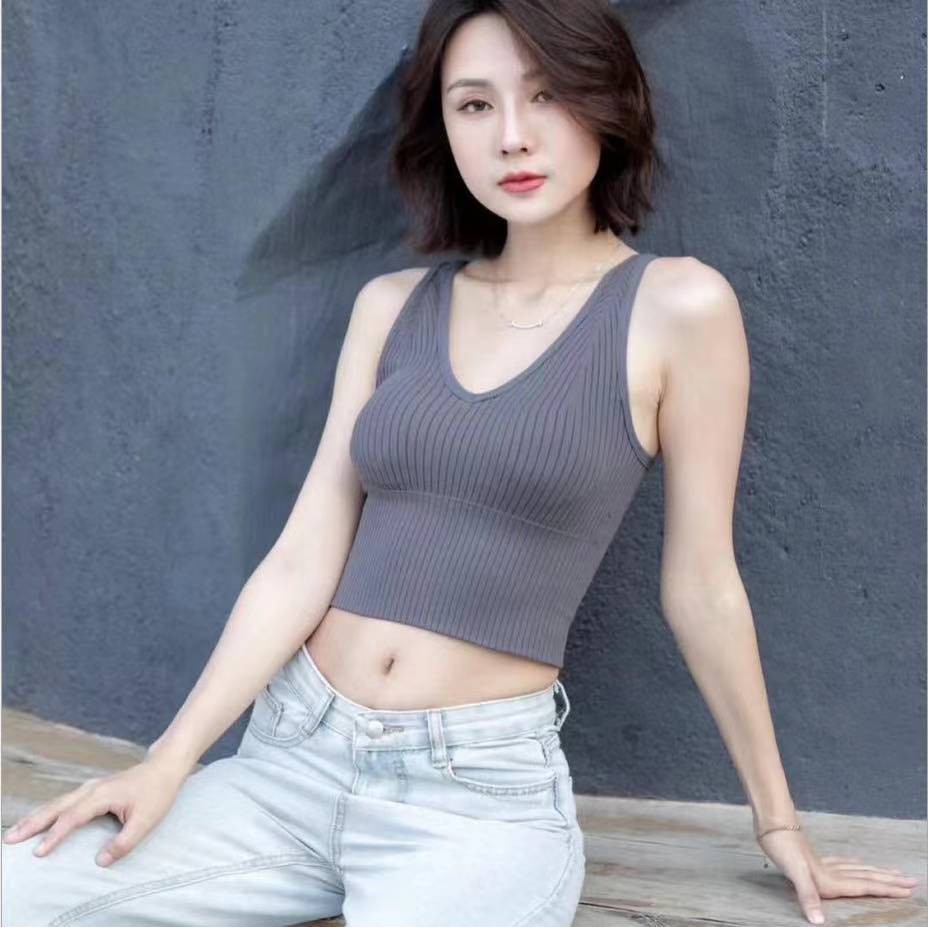 Tanktop Bra Korea Vneck Kamisol Sport Bra Push Up Tanpa Kawat Beha Pakaian Dalam Wanita Dalika