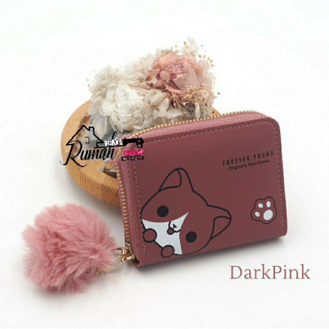 OCHOT DOMPET PANDA MINI #DOMPET WANITA MINI/DOMPET WANITA LIPAT/DOMPET LUCU-Maroon