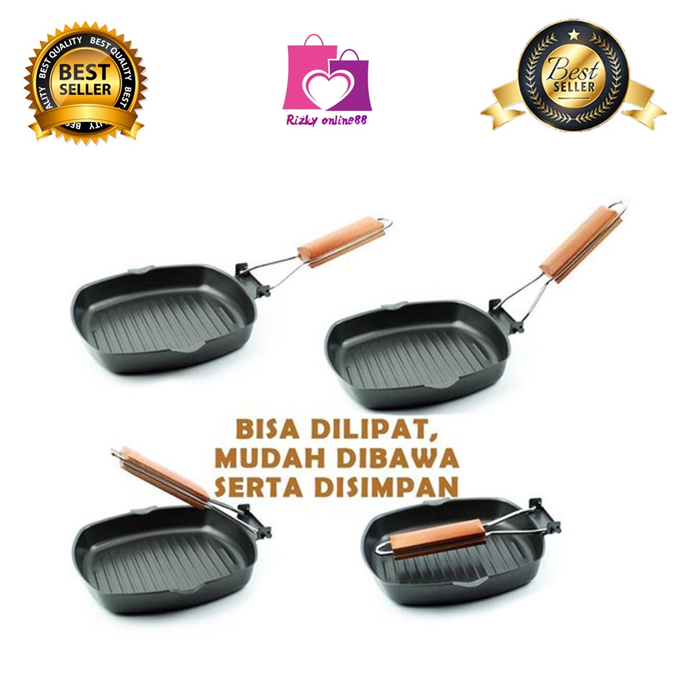 rizkyonline wajan lipat serbaguna square grill pan teflon panggangan