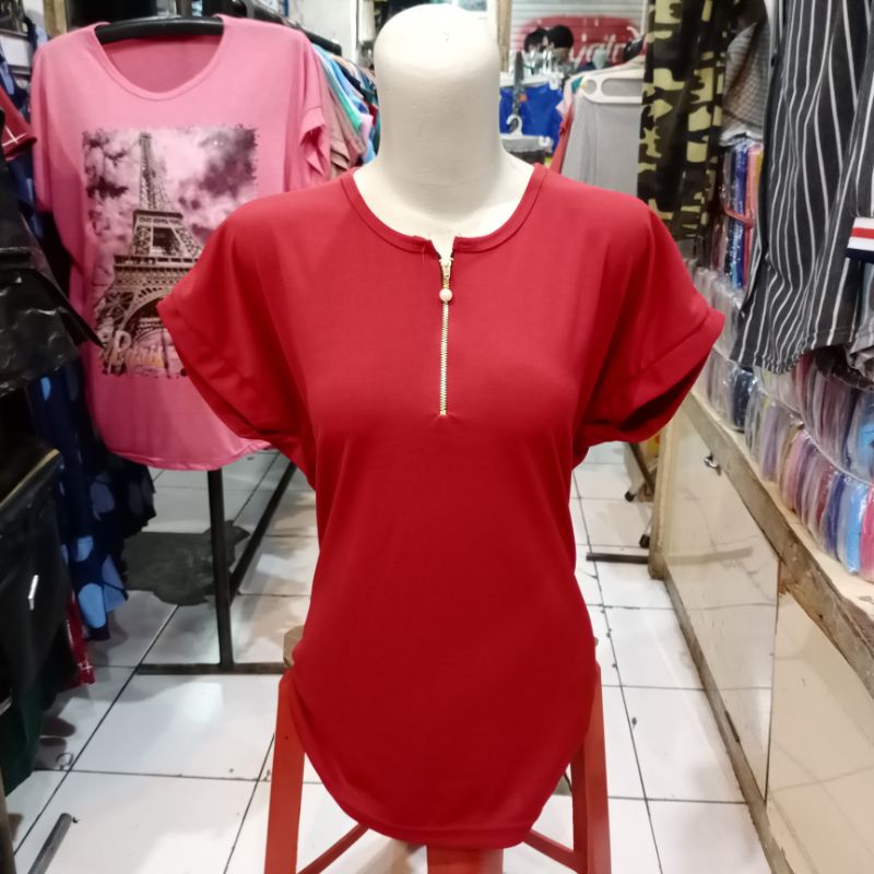Atasan kaos wanita voxy LD 110-Merah maron