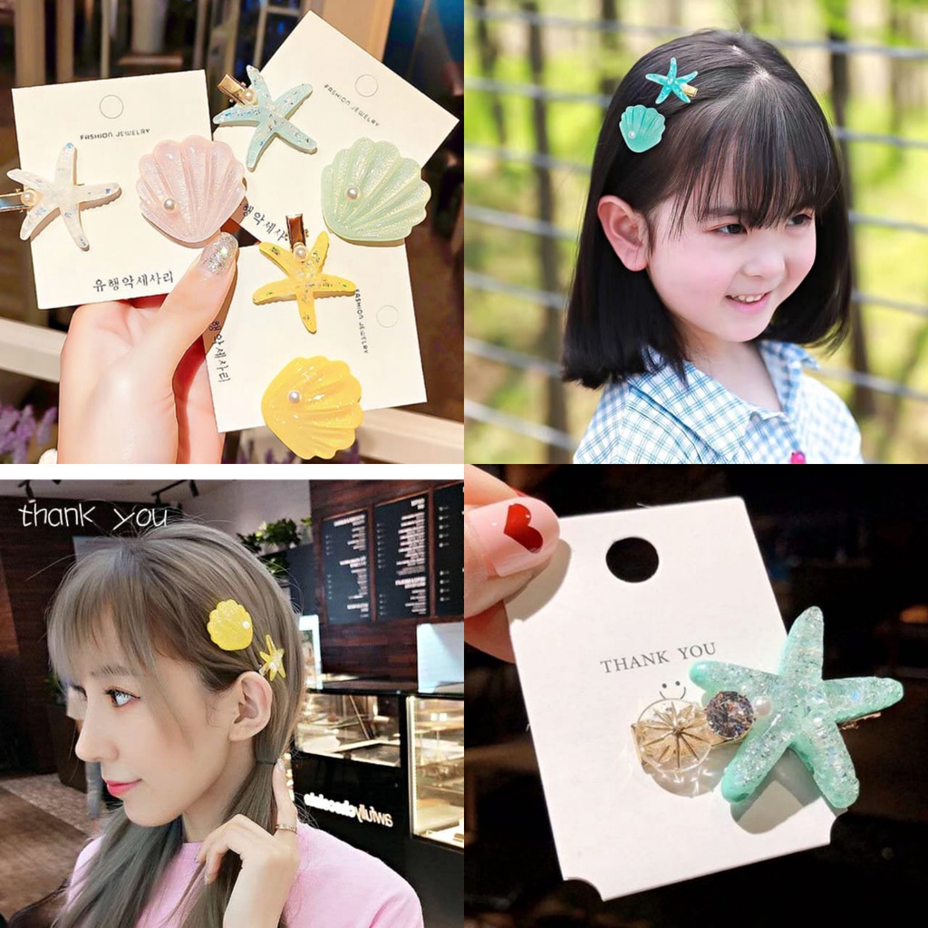 Jepit Rambut Korea Motif Baru Fashion Bintang Laut Wanita Dewasa Anak Original Import