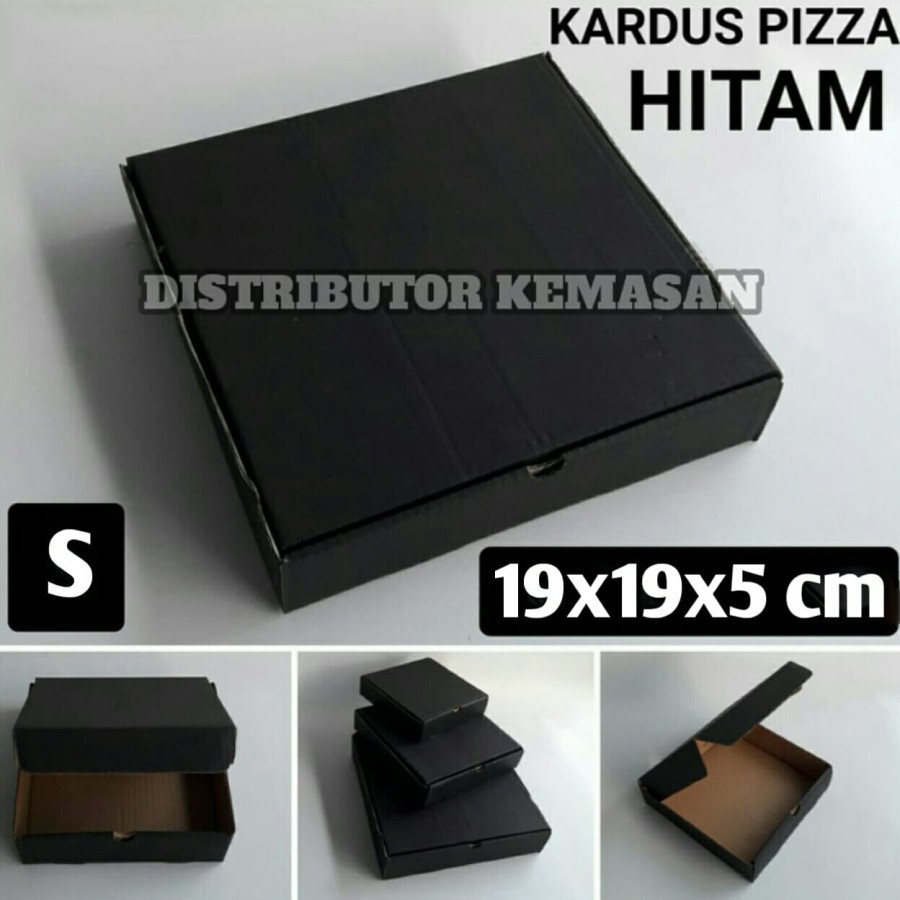 PIZZA S HITAM KOTAK KARDUS KARTON BOX PIZZA HITAM KECIL SMALL TEBAL