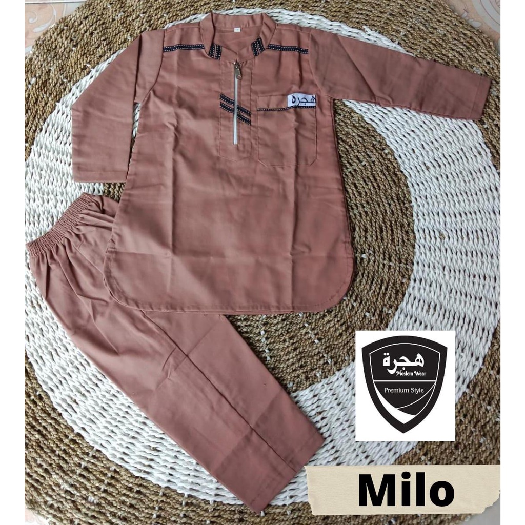 setelan Koko Pakistan / Kurta Anak Usia 5-10 Tahun Warna Milo