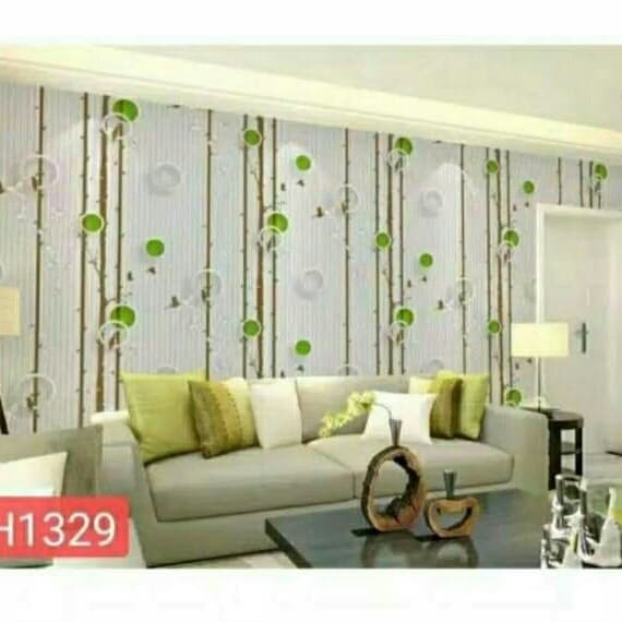 Wallpape Sticker Dinding Ranting Polkadot Hijau Ukuran Panjang 10Meter x Lebar 45CM