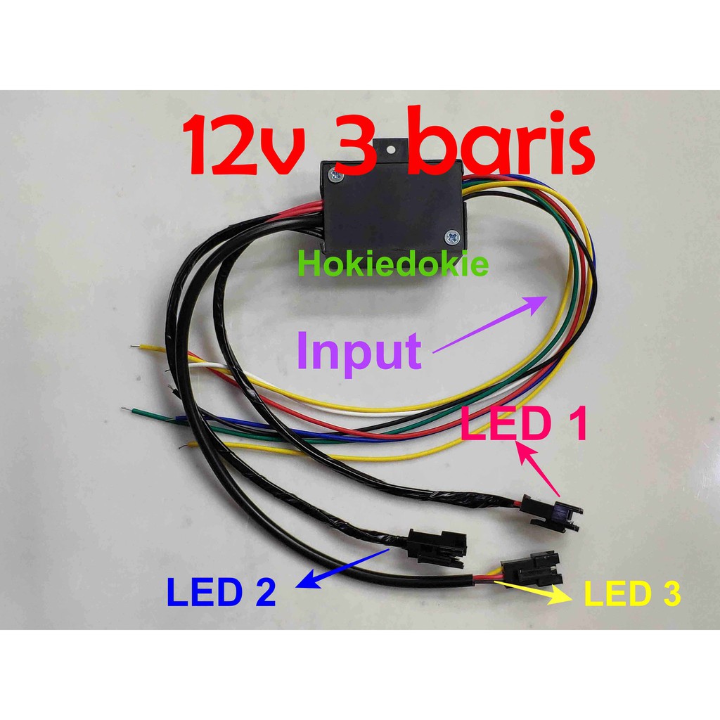 Modul Kontroller Multi LED RGB cabang 3 tail lamp otomatis 12v 24v