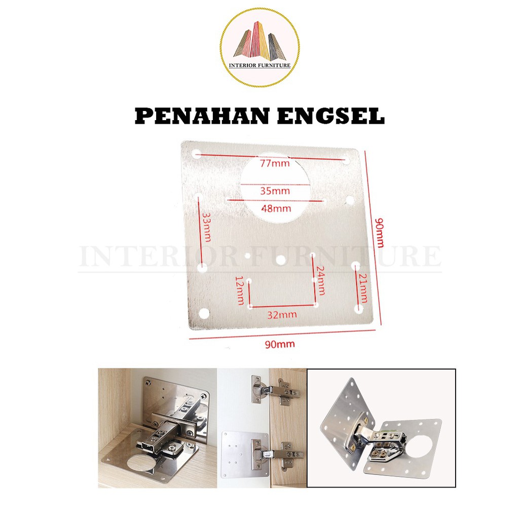 Pelat Engsel Perbaikan Artefak / Penguat Plat Engsel Sendok 35 mm / Plat Engsel Pintu Kabinet.. FREE SEKRUP