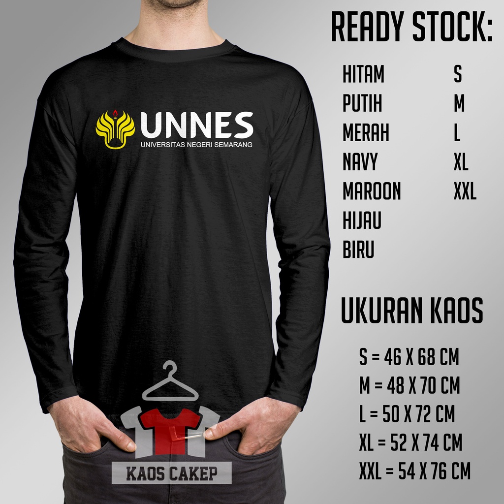 Kaos Kampus UNNES Universitas Negeri Semarang Lengan Panjang Logo Baju Distro