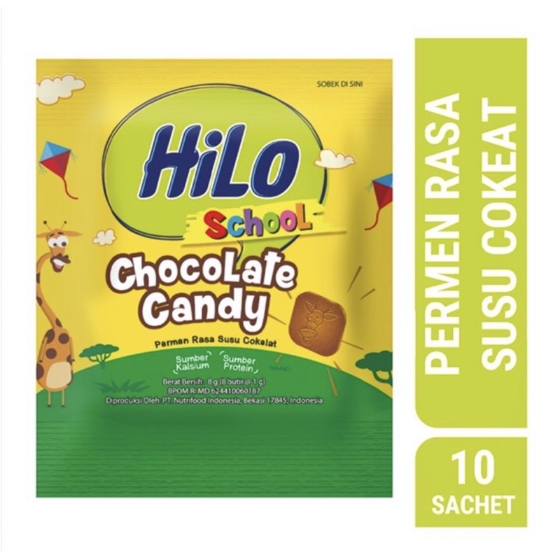 Hilo School Chocolate Candy Permen Rasa Susu Cokelat Renteng 10 Sachet x 8gr
