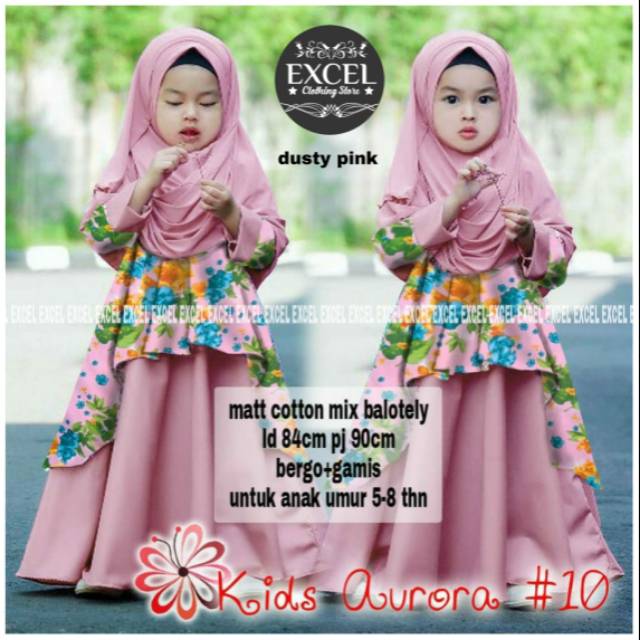 Gamis syar'i anak set aurora
