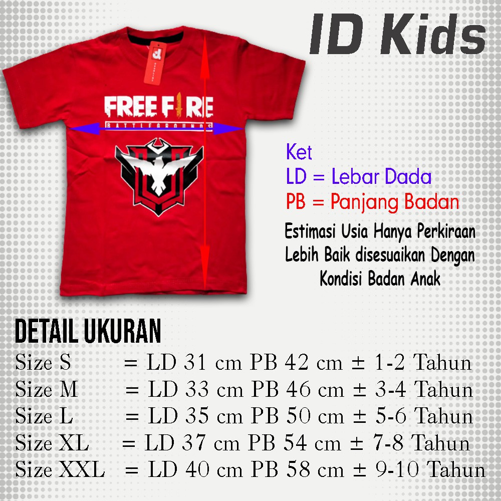 Kaos Anak Gamer Free Fire FF