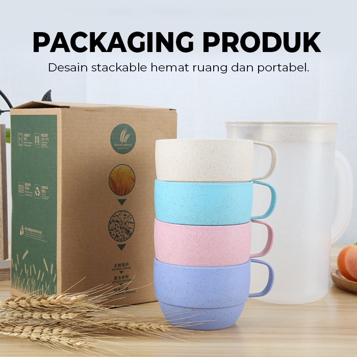 Teko set 5 pcs wheat kettle suit 1600 ml