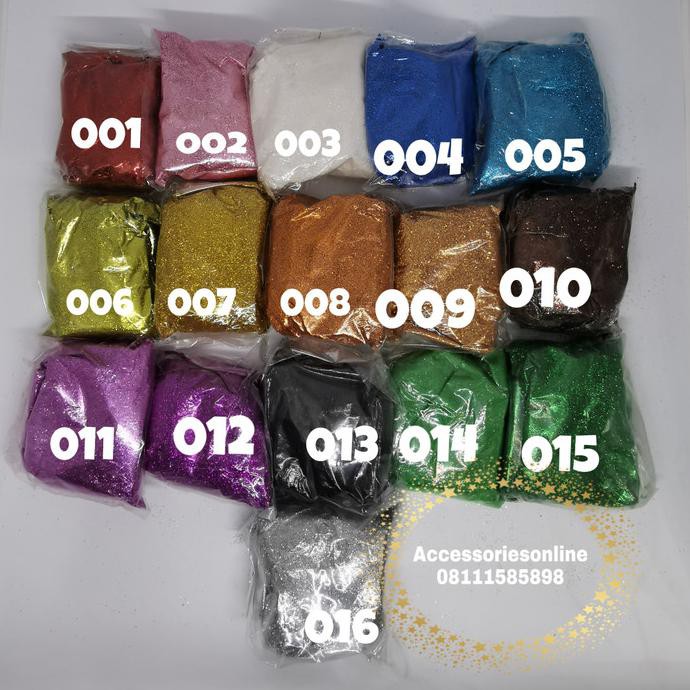 

Gliter Ons (100 Gram) / Bubuk Gliter / Taburan Bubukan Warna Warni