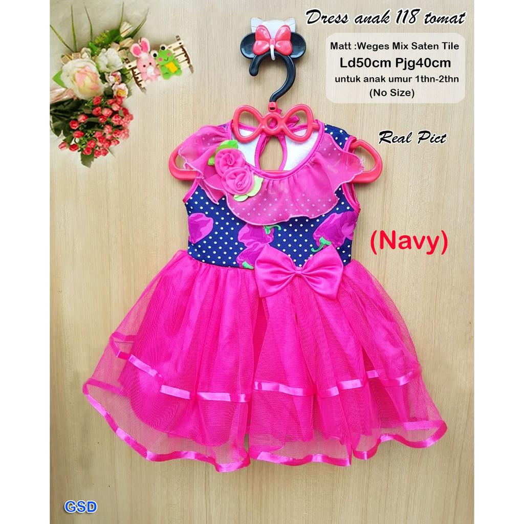 dress anak 118 tomat navy/dress anak/dress satin anak/terusan anak