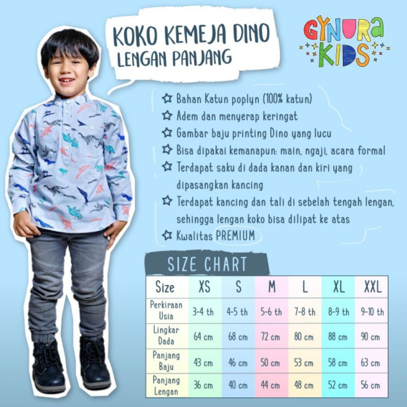 gynura kids Kemeja Koko Kemko Anak