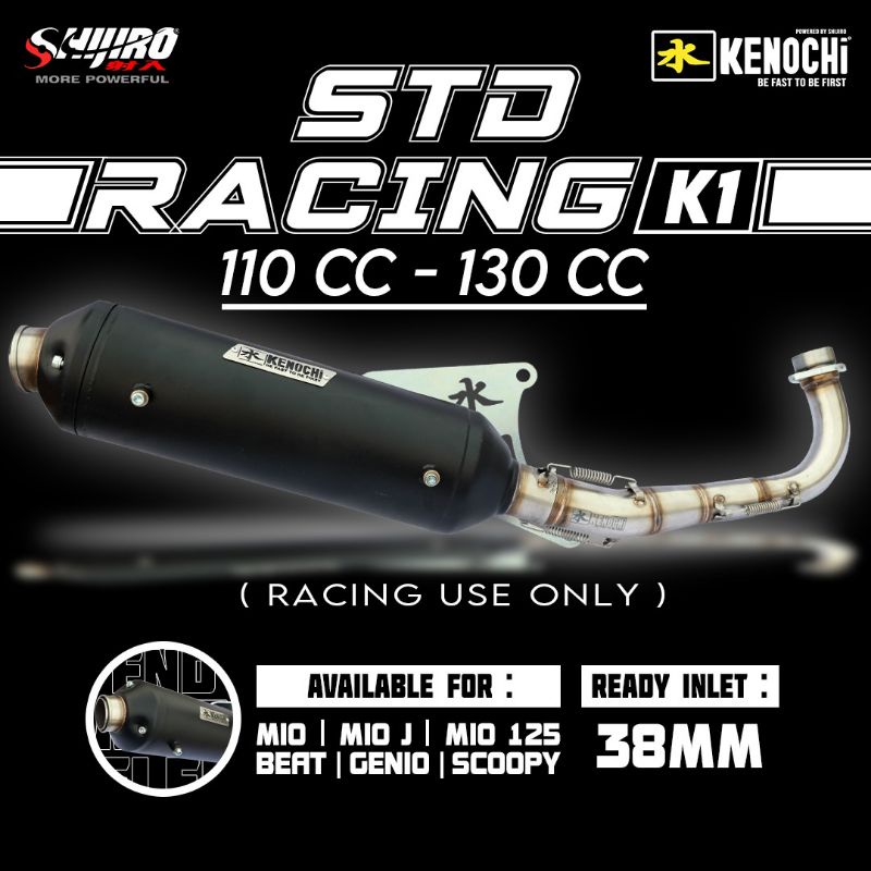 Knalpot  Kenochi Standar Racing Motor Mio Beat Vario 110 Mio j Genio Scoopy Fillano Gear 125 inlet 38mm dan 45mm original shijiro Racing