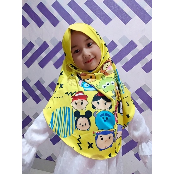 BERGO HIJAB INSTANT MOTIF TSUM2 / HIJAB ANAK INSTANT KARAKTER LUCU / JILBAB ANAK LUCU