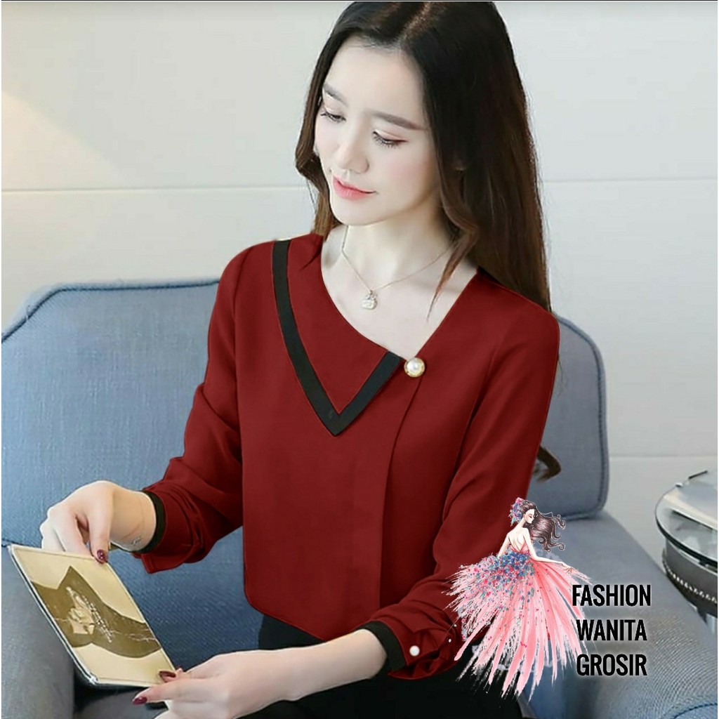 FWG - BLOUSE ELVIRRA / ATASAN WANITA TERBARU / ATASAN MURAH / BLOUSE KOREA