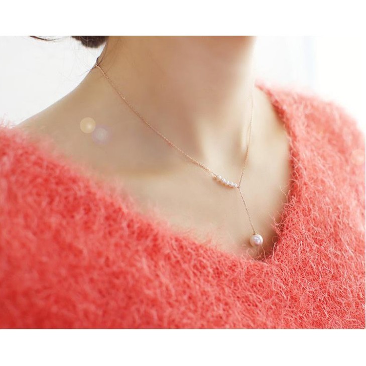 Kalung Rantai Wanita C14 Mutiara Korea Fashion Women Pearl Necklace Alloy Aksesoris Perhiasan Cewe