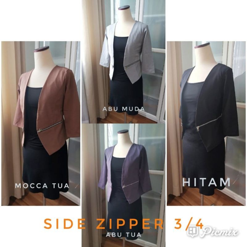 Blazer Side Zipper tangan 3/4 All Size