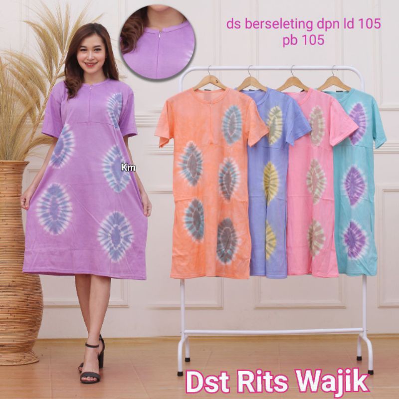 DASTER KAOS MOTIF ABSTRAK BUSUI RESLETING DEPAN BUMIL KEKINIAN TIE DYE PELANGI BATIK PEKALONGAN