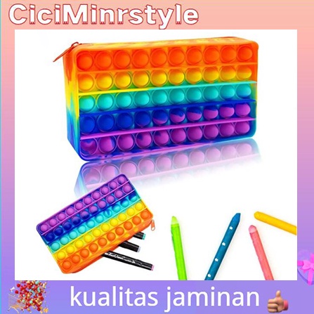 Promotion 2IN1 Big Pop It Pencil Case Bag Pops Fidget Toys Push Bubble Pen Holder Silicone Sensory G