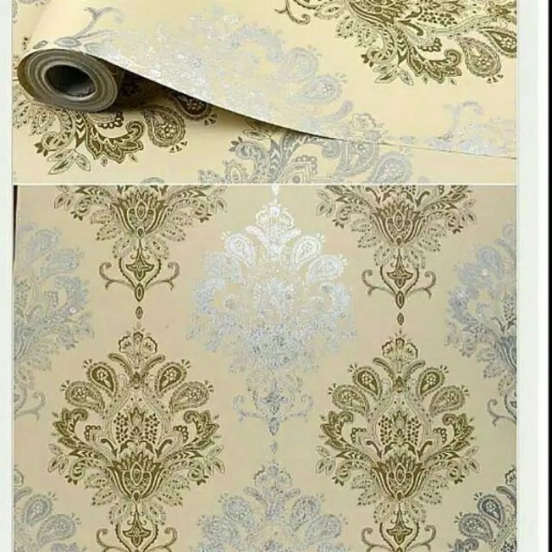 Wallpaper Dinding Batik Emas Silver 10m x 45cm