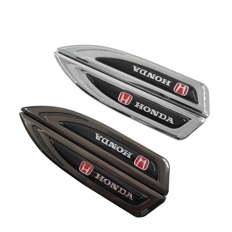 2pcs Stiker Emblem Logo Honda Bahan Metal Untuk Fender Samping Mobil Honda