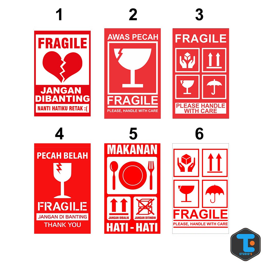 Jual Stiker Fragile Label Jangan dibanting Sticker Pengiriman Please ...