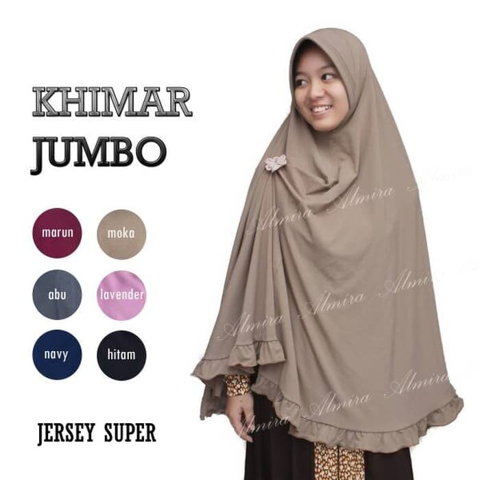 Unik Jilbab Kerudung Bergo Khimar Jumbo Syari Almira   Putih Murah