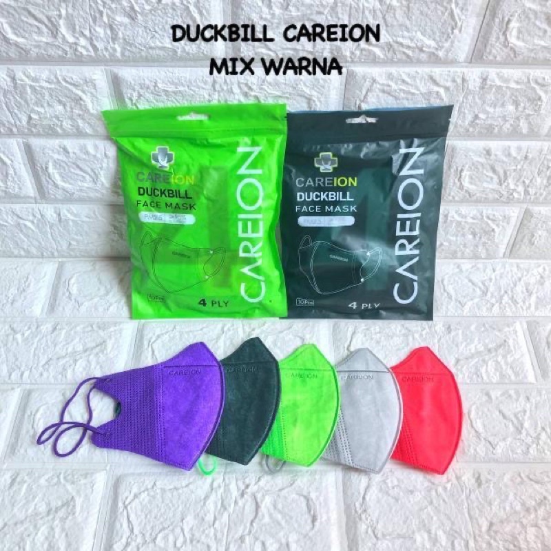 MASKER DUCKBILL 4PLY CAREION EMBOS MIX WARNA ECER 5PCS DAN 10PCS TERMURAH