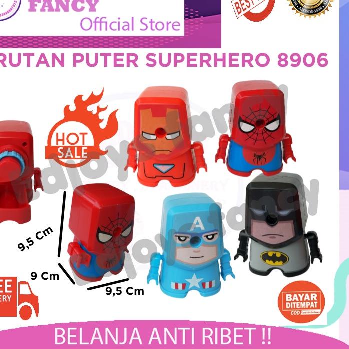

Terlaris Serutan meja puter Serutan pensil putar sharpener portable superhero Spiderman Captain America Ironman Batman 8906