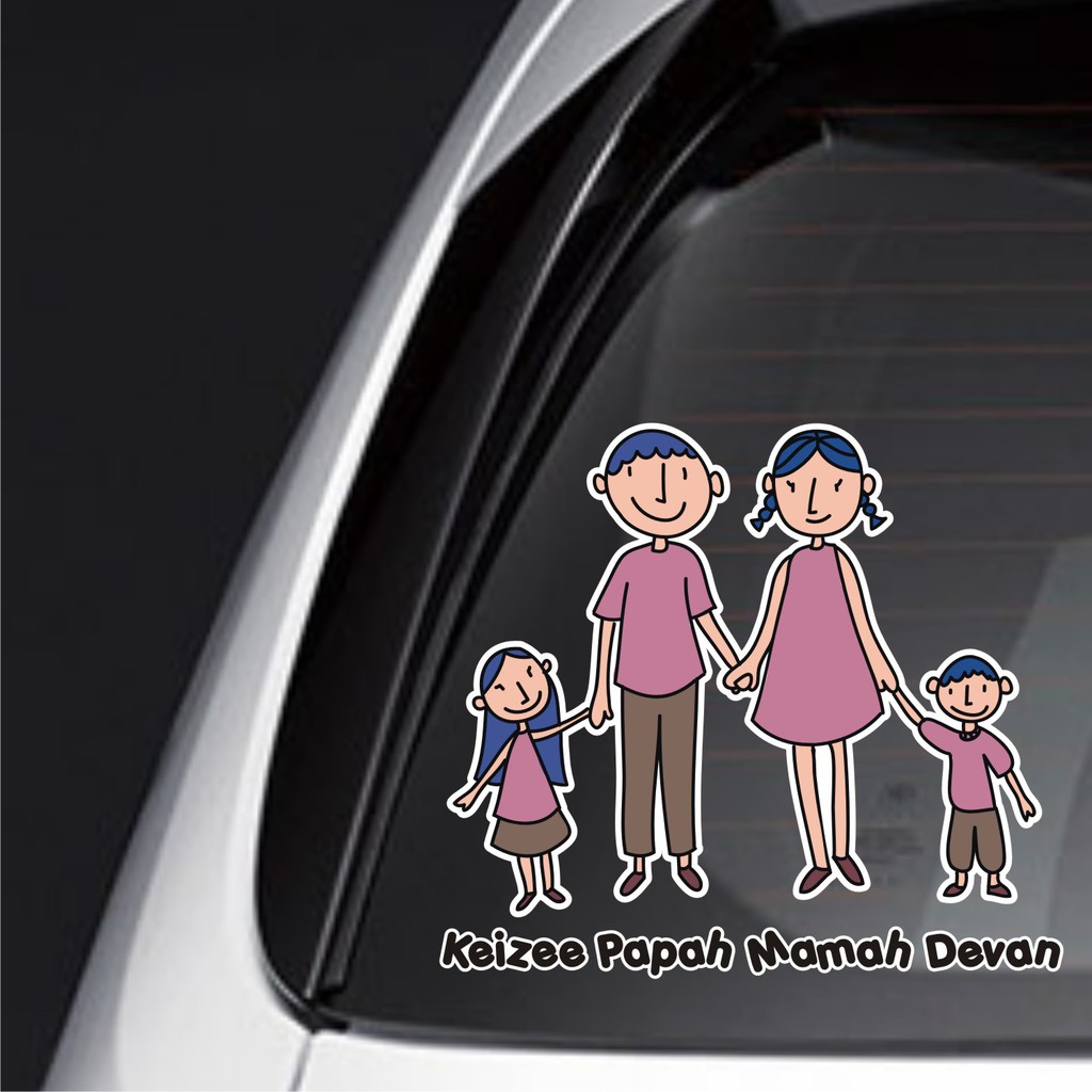 Sticker Mobil Custom Happy Family Keluarga Anak Full Color 001