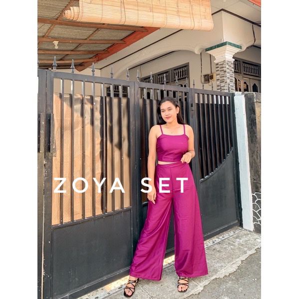 Zoya Set Kulot/Setelan Tank Top Wanita/Tank Top Polos Wanita/Tank Top Tali Kecil/Zoya Tank Top Kerut