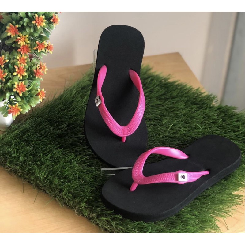 Popits Kids Flat Black Fuschia Sandal Anak Original
