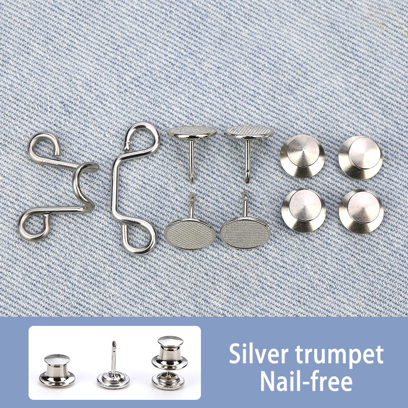 Kancing Jeans Logam Simple Adjustable Kancing Pengait Celana Panjang Jeans Denim Desain Bunga Daisy Warna Putih Kait Pengecil Lingkar Pinggang Celana Jeans Model Bisa Dilepas-B__perak-s