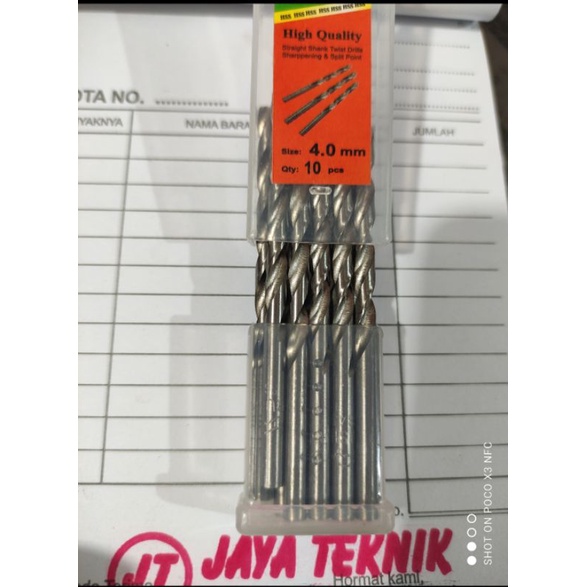 mata bor besi dan kayu 4.0 mm harga perkotak (isi 10pc)