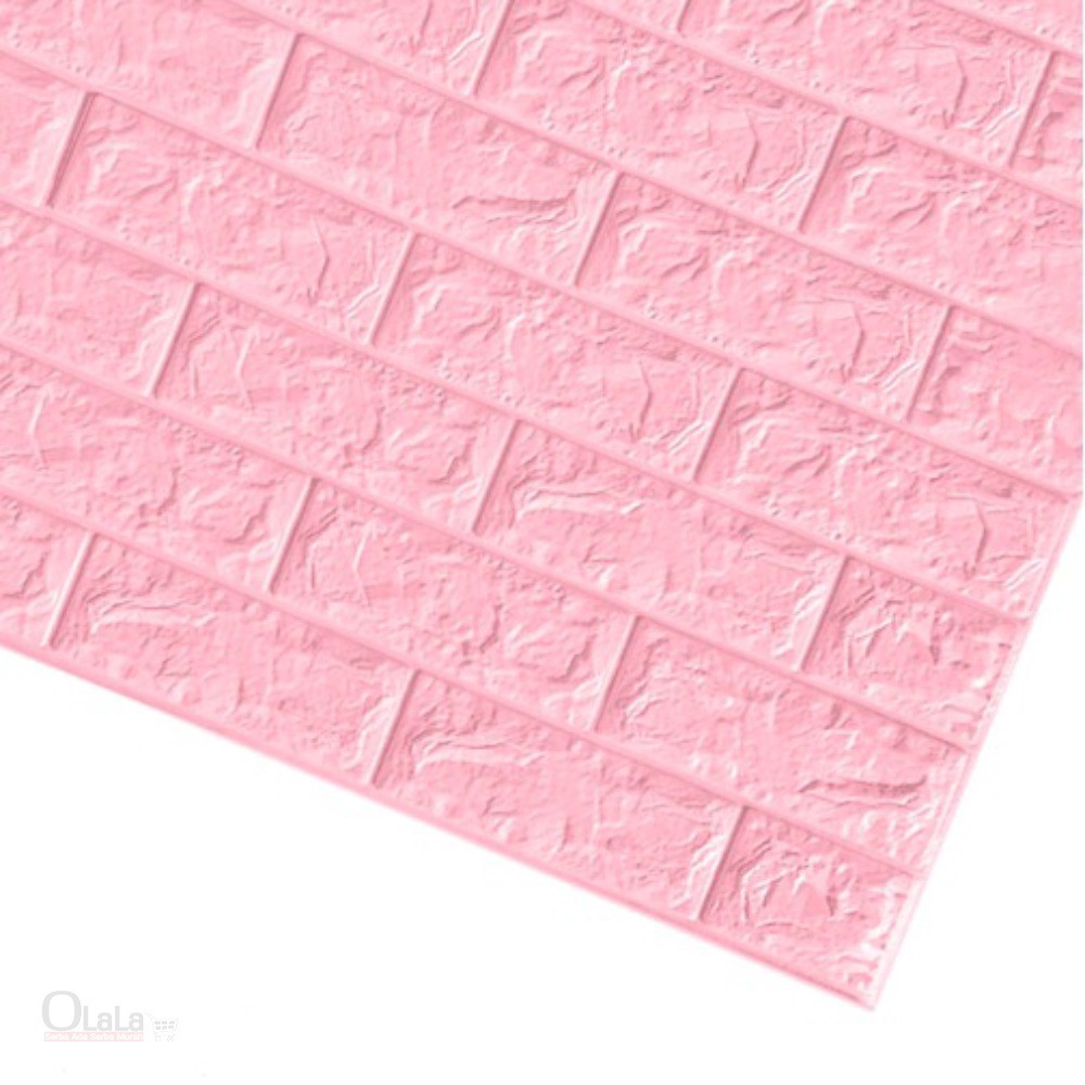 Wallpaper 3D Modern Foam Batu Bata Ukuran 70 X 77 Wall Sticker 3DQT-05-pink