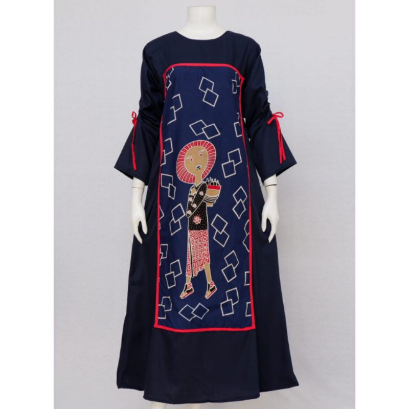 MAXI DRESS MOTIF KARAKTER |GAMIS BAJU LEBARAN MOTIF BATIK MODERN
