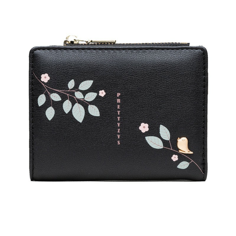 *Alibaba1688* Dompet Lipat Wanita/Dompet Mini Resleting Pendek Modis Bunga