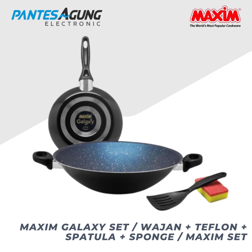 MAXIM GALAXY SET / Wajan + Teflon + Spatula + Sponge / maxim set