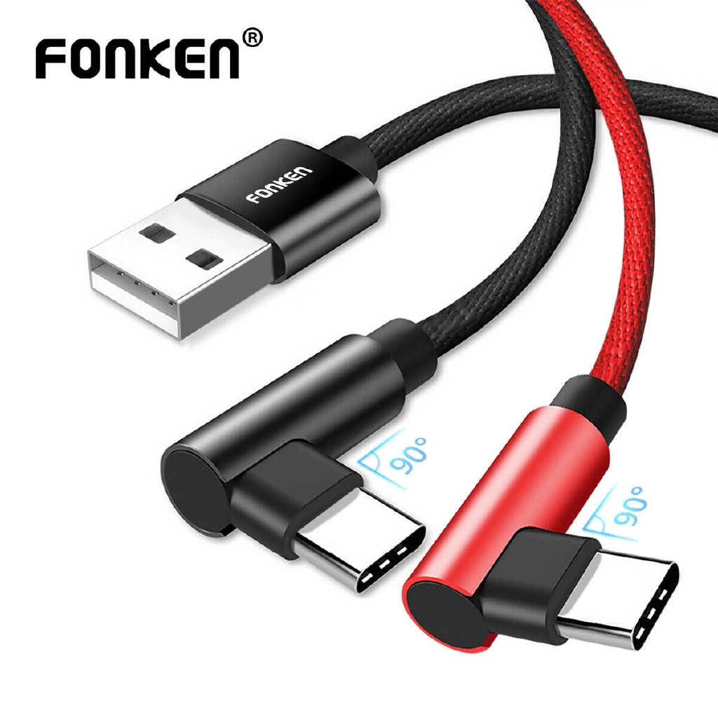 

FONKEN Type C USB Cable 90 Degree Charging Cord L Type Fast Charge Cable for Mobile Phone Cables