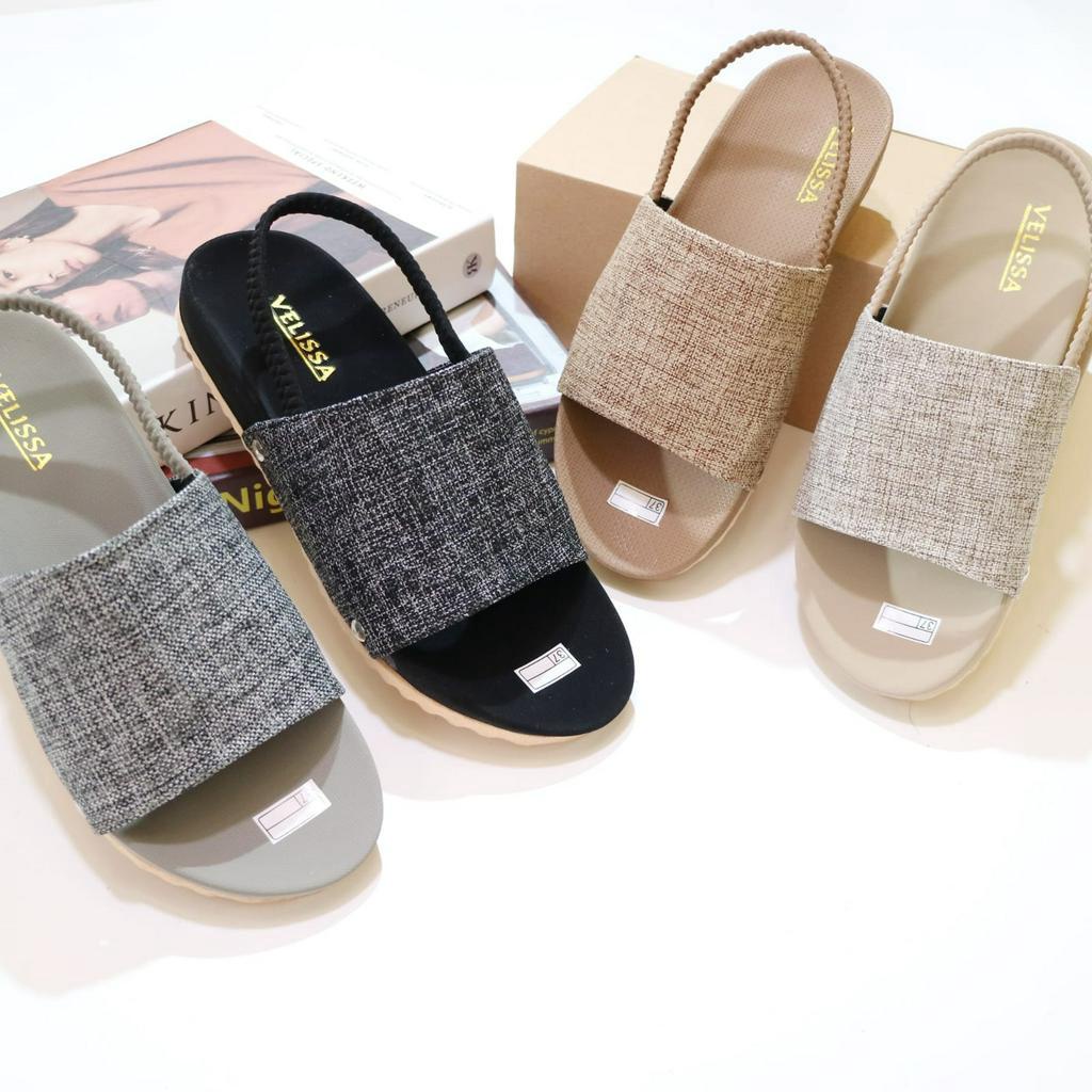 Sandal Wanita Tali Belakang Sandal Teplek Sol Karet Sandal Wanita Terbaru Kekinian