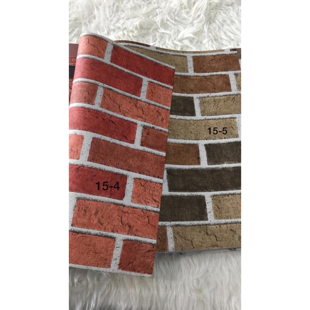 Wallpaper Dinding Murah Bata Merah Natural Varian Bata Coklat 3D Yolansya12