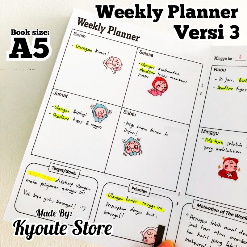 

Buku My Weekly Planner A5 Kyoute Versi 3 Perencanaan Agenda Schedule Kegiatan Mingguan Simple Klasik Design