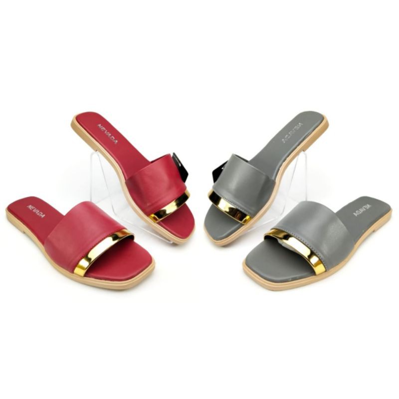 SANDAL NEVADA WANITA FLAT TEPLEK AKS39