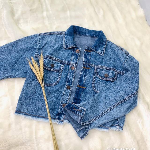 Jaket jeans rawis crop