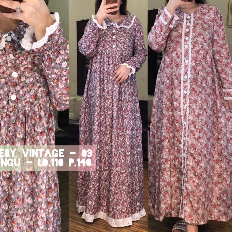 Daster Arab Teby SALIMA Maxi Dress Rayon kancing &amp; Teby VINTAGE Dress Rayon motif terkini