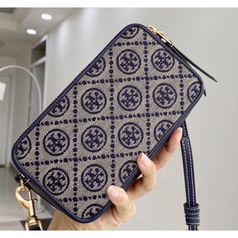 TORY BURCH T MONOGRAM JACQUARD DOUBLE ZIP MINI BAG