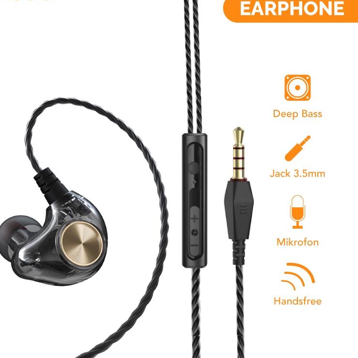 (MENARIK) TACOO Headset Gaming Handsfree Wired Sport  Hi-Fi Stereo Sound Deep Bass In-Ear Earbuds Br